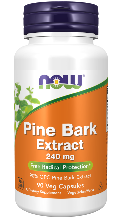 NOW Supplements, Pine Bark Extract 240 mg, 90% OPC Pine Bark Extract, (from the Inner Bark of Chinese Red Pine), 90 Veg Capsules