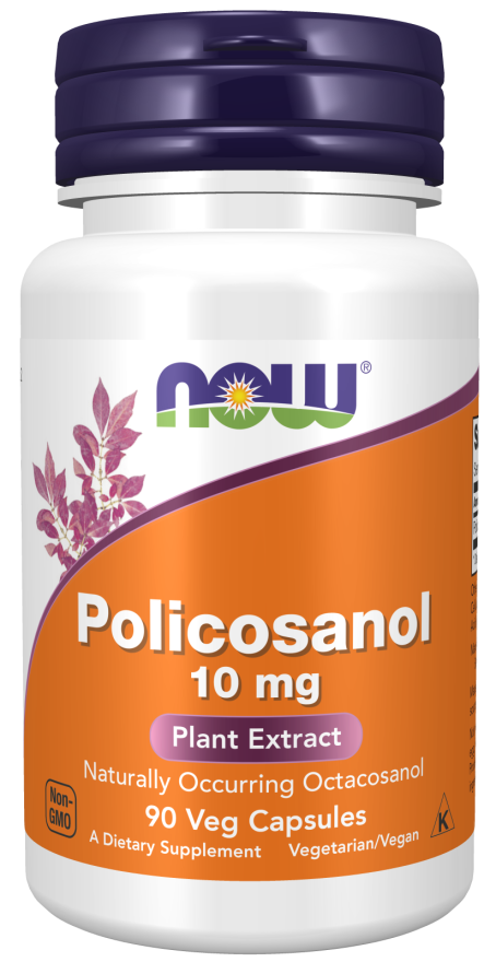 NOW Supplements, Policosanol 10 mg, Blend of Long-Chain Fatty alcohols (LCFAs) Derived from Sugar Cane, 90 Veg Capsules