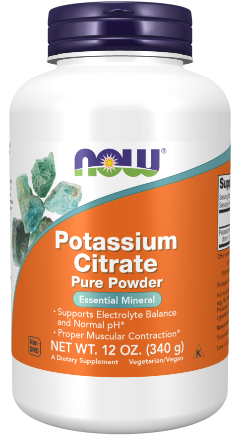 NOW Supplements, Potassium Citrate Powder, Supports Electrolyte Balance and Normal pH*, Essential Mineral, 12-Ounce