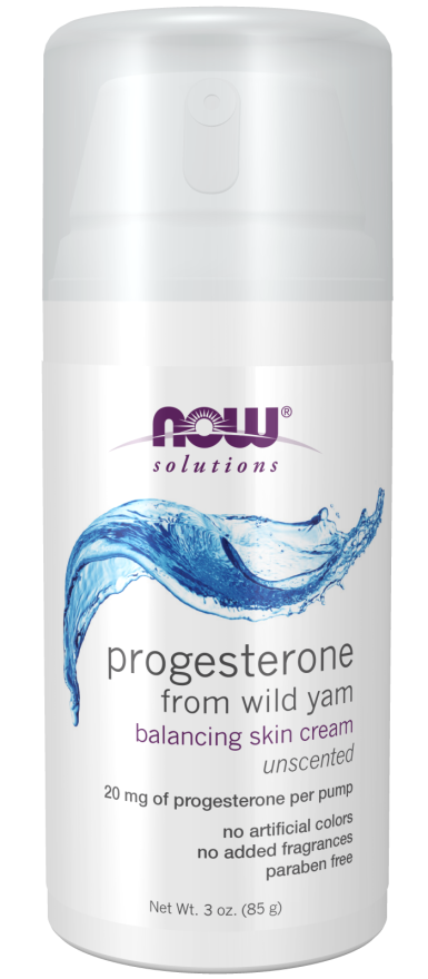 NOW Solutions, Natural Progesterone, Balancing Skin Cream, 20 mg of Natural Progesterone Per Pump, Unscented, 3-Ounce