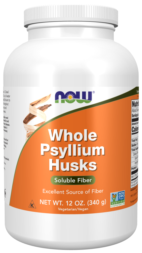 NOW Supplements, Whole Psyllium Husks, Granule, Non-GMO Project Verified, Soluble Fiber, 12-Ounce