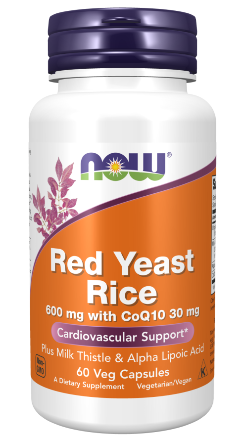 NOW Supplements, Red Yeast Rice with CoQ10, plus Milk Thistle & Alpha Lipoic Acid, 60 Veg Capsules