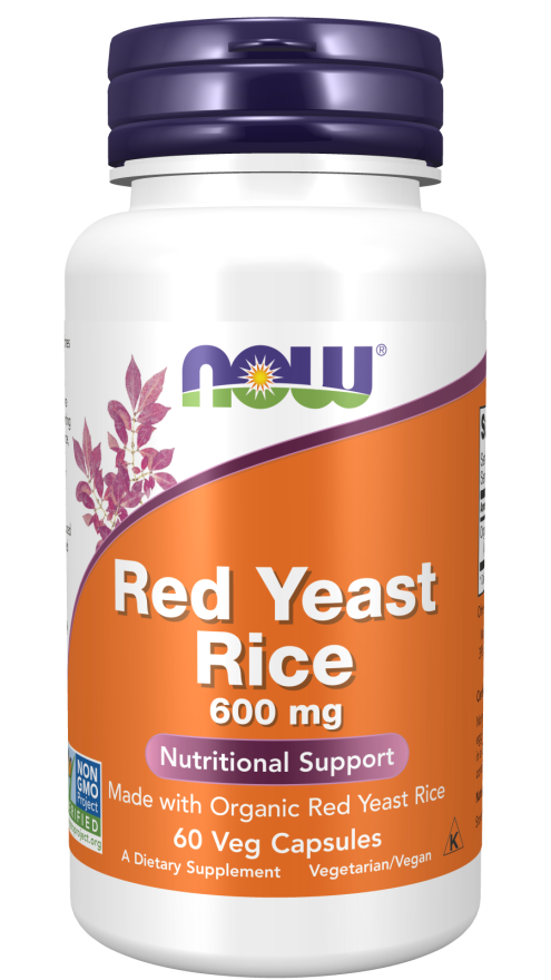 NOW Supplements, Red Yeast Rice 600 mg, Made with Organic Red Yeast Rice, 60 Veg Capsules