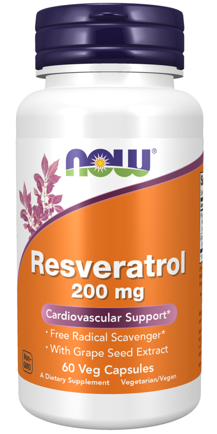 Now Foods, Natural Resveratrol 200 mg with Red Wine Extract, 60 Veg Capsules