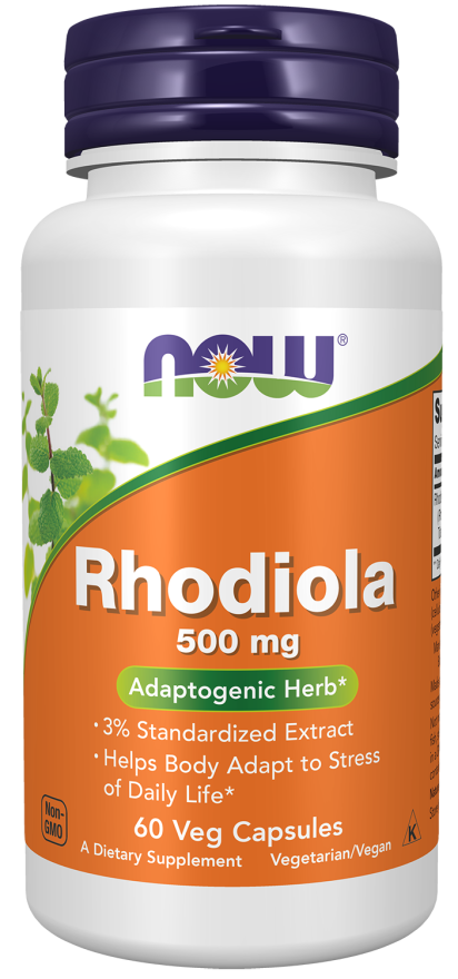 NOW Supplements, Rhodiola 500 mg, Helps Body Adapt to Stress of Daily Life*, Adaptogenic Herb*, 60 Veg Capsules