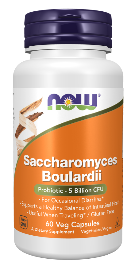 NOW Supplements, Saccharomyces Boulardii, 5 Billion CFU Probiotic, 60 Veg Capsules