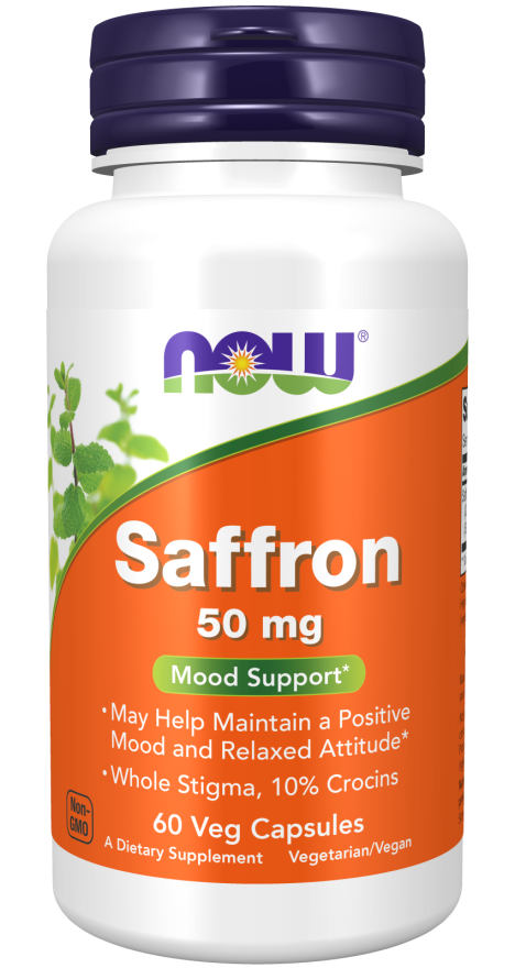 NOW Supplements, Saffron Whole Herb 50 mg with 10% Crocins, 60 Veg Capsules with Microcrystalline cellulose, hypromellose (cellulose capsule), stearic acid (vegetable source) and silicon dioxide