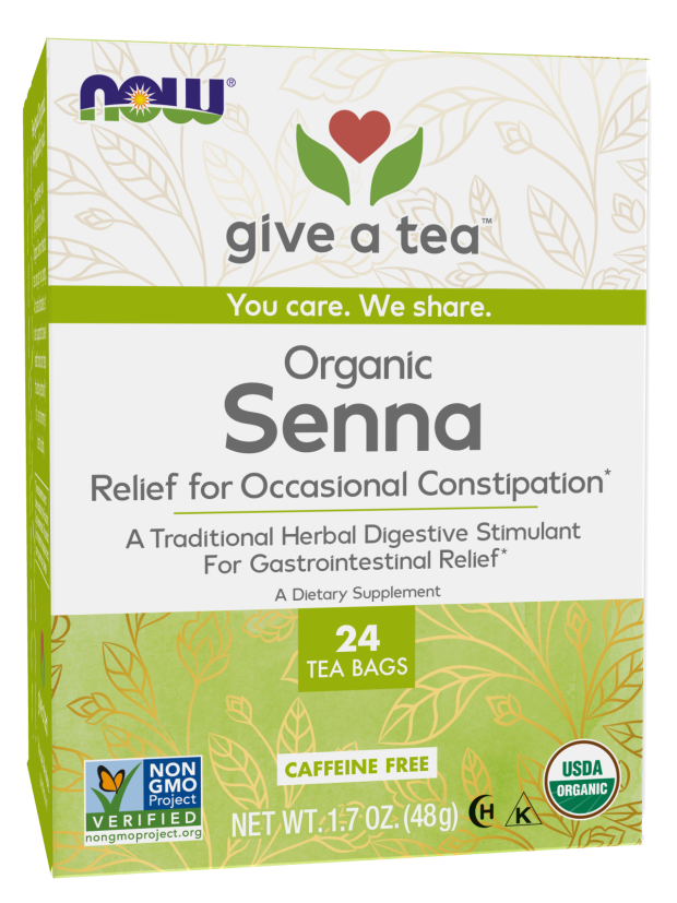 NOW Foods Give a Tea Organic Senna, Herbal Laxative, Caffeine-Free, 24 bags