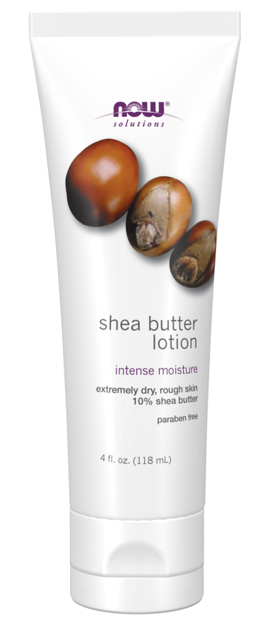 NOW Solutions, Shea Butter Lotion, Intense Moisture for Extremely Dry Rough Skin, 4-Ounce