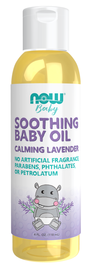 NOW Baby, Soothing Baby Oil, Calming Lavender, No Artificial Fragrance, Parabens, Phthalates, or Petrolatum, 4-Ounce