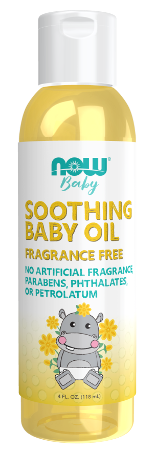 NOW Baby, Soothing Baby Oil, Fragrance Free, No Artificial Fragrance, Parabens, Phthalates, or Petrolatum, 4-Ounce