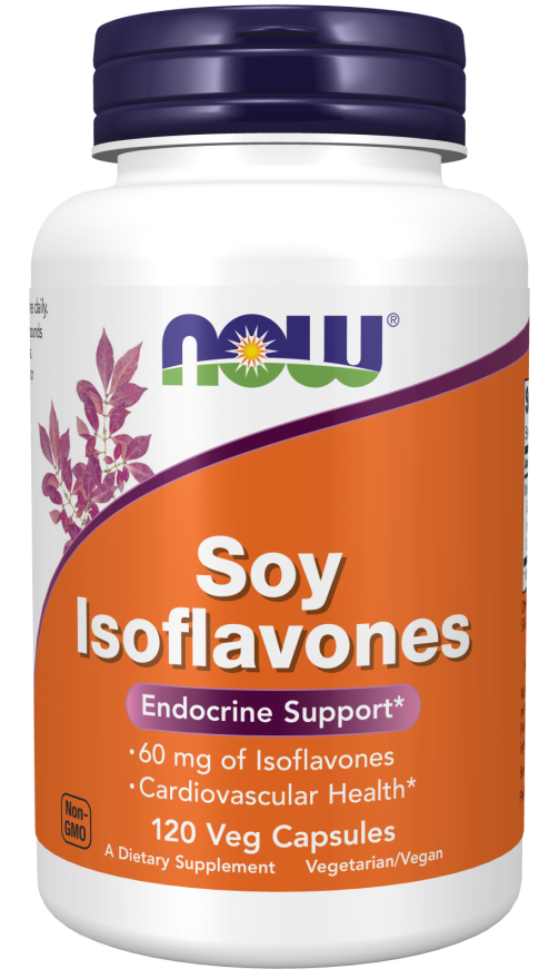 NOW Supplements, Soy Isoflavones, 60 mg (Plant Compounds Particularly Concentrated in Soybeans, like Genistein, Daidzein and Glycitein), 120 Veg Capsules