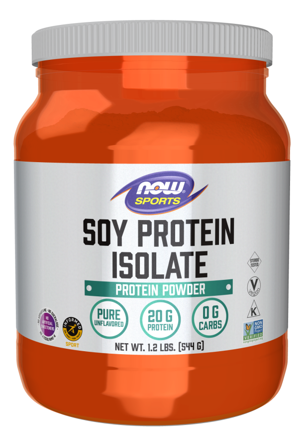 NOW Sports Nutrition, Soy Protein Isolate 20 G, 0 Carbs, Unflavored Powder, 1.2-Pound