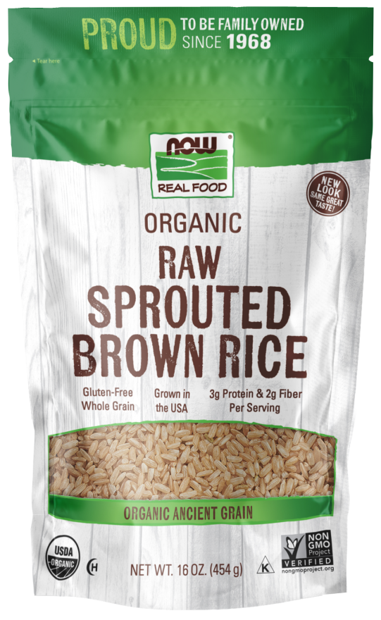 NOW Foods, Organic Sprouted Brown Rice, Raw, Gluten-Free and Whole Grain, 16-Ounce (Packaging May Vary)
