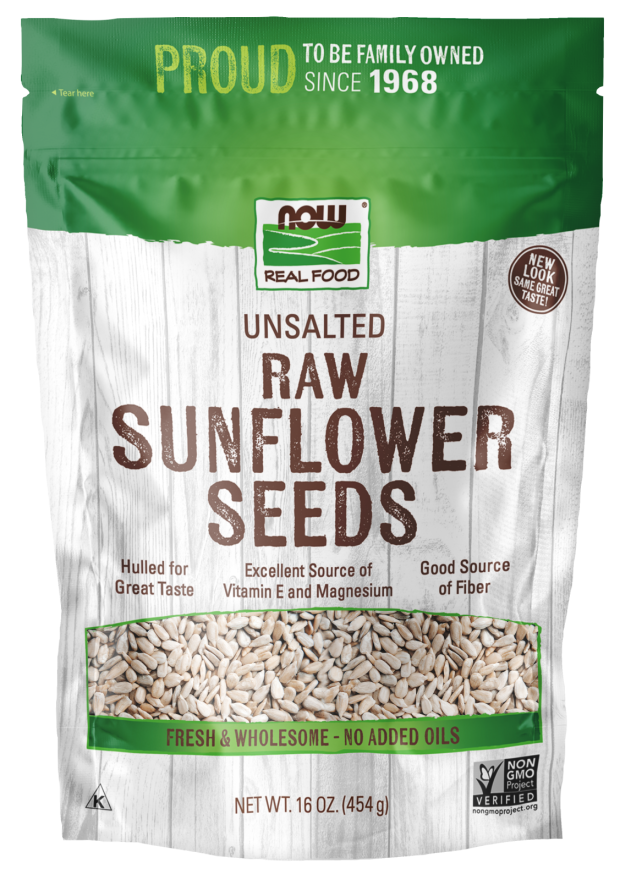 NOW Foods, Sunflower Seeds, Raw and Unsalted, Hulled for Great Taste, Excellent Source of Vitamin E and Magnesium, Grown in the USA, Certified Non-GMO, 1-Pound (Packaging May Vary)