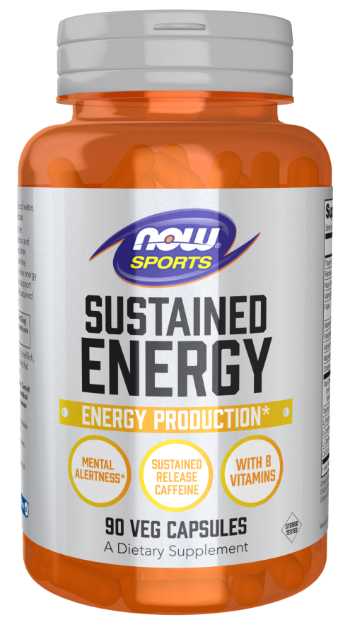 NOW Sports, Sustained Energy Energy Production* Mental Alertness* Sustained Release Caffeine with B Vitamins 90 Veg Capsules