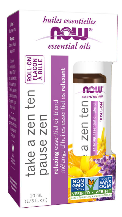 NOW Essential Oils, Take A Zen Ten Roll On, Non-GMO Project Verified, Relaxing Blend, Steam Distilled, Topical Aromatherapy, 10-mL