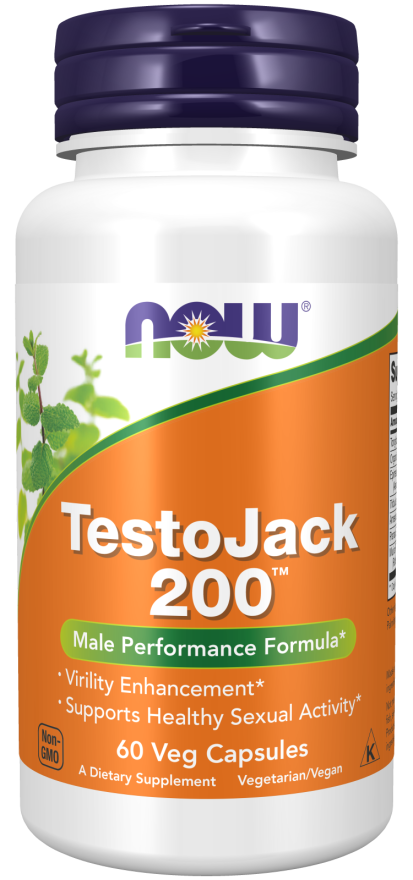 NOW Supplements, TestoJack™ 200 with Tongkat Ali, Tribulus, Maca and Horny Goat Weed, 60 Veg Capsules