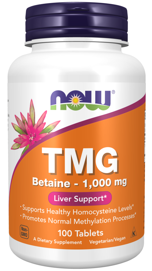 NOW Supplements, TMG Betaine (Trimethylglycine) 1,000 mg, Liver Support*, 100 Tablets