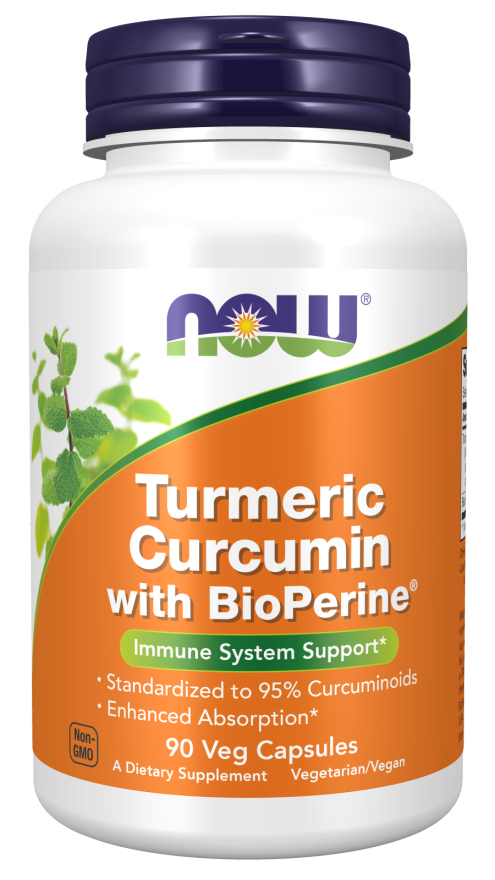 NOW Supplements, Turmeric Curcumin with BioPerine, Immune System Support, Standardized to 95% Curcuminoids, Enhanced Absorption*, 90 Veg Capsules