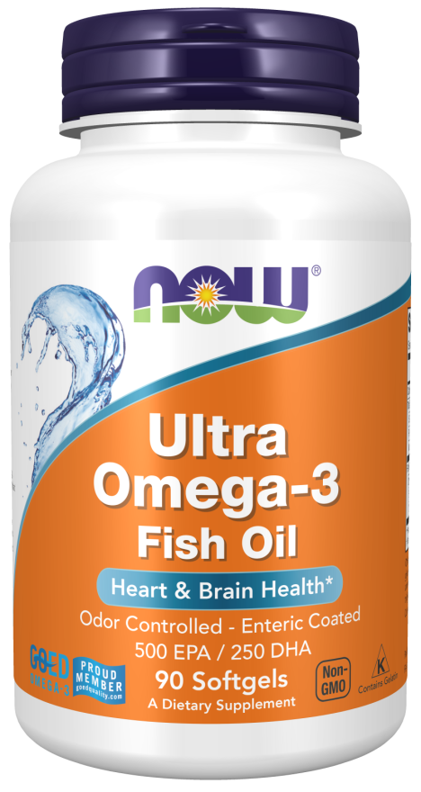 NOW Supplements, Ultra Omega-3 Molecularly Distilled and Enteric Coated, 90 Softgels