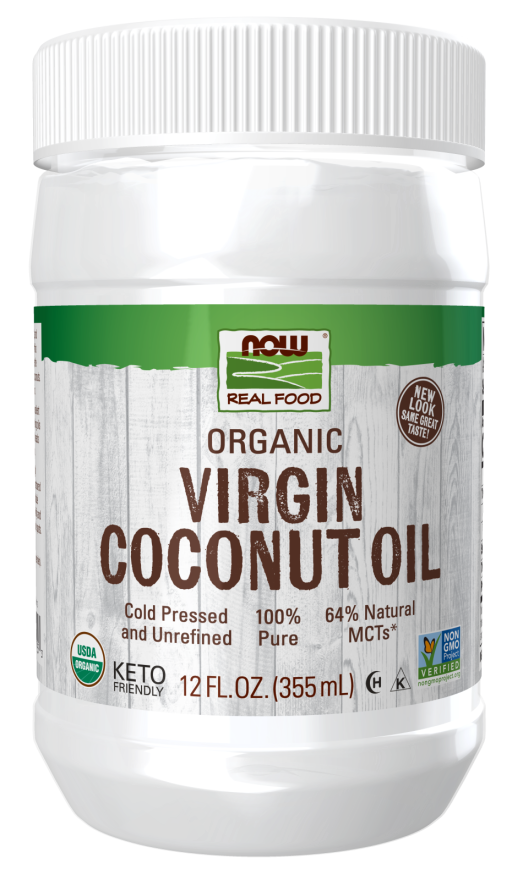 NOW Foods, Certified Organic Virgin Coconut Cooking Oil, Cold-Presesed and Unrefined, Trans Fat Free, 100% Pure and Certified Non-GMO, 12-Ounce