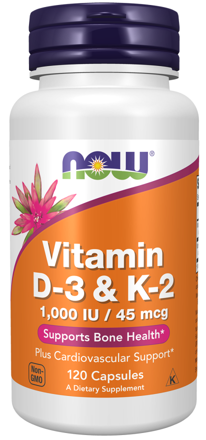 NOW Foods Vitamin D-3 & K-2 - 120 Veg Capsules