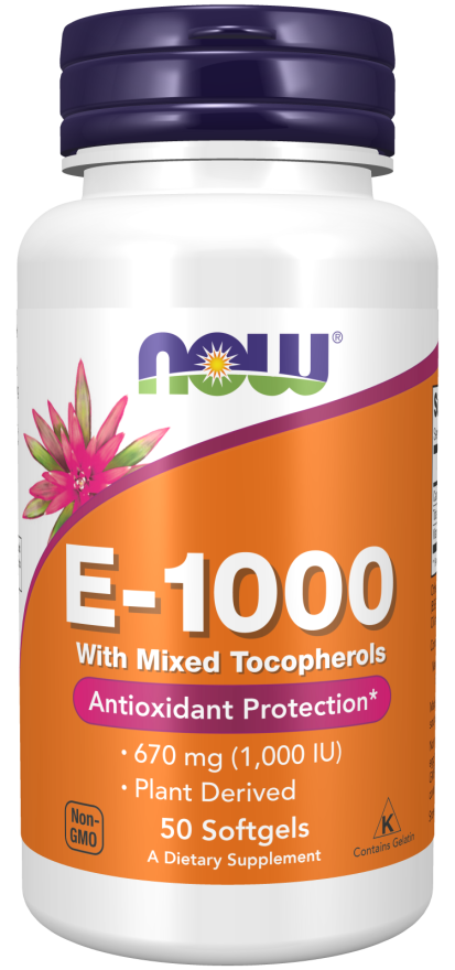 NOW Supplements, Vitamin E-1,000 IU Mixed Tocopherols, Antioxidant Protection*, 50 Softgels