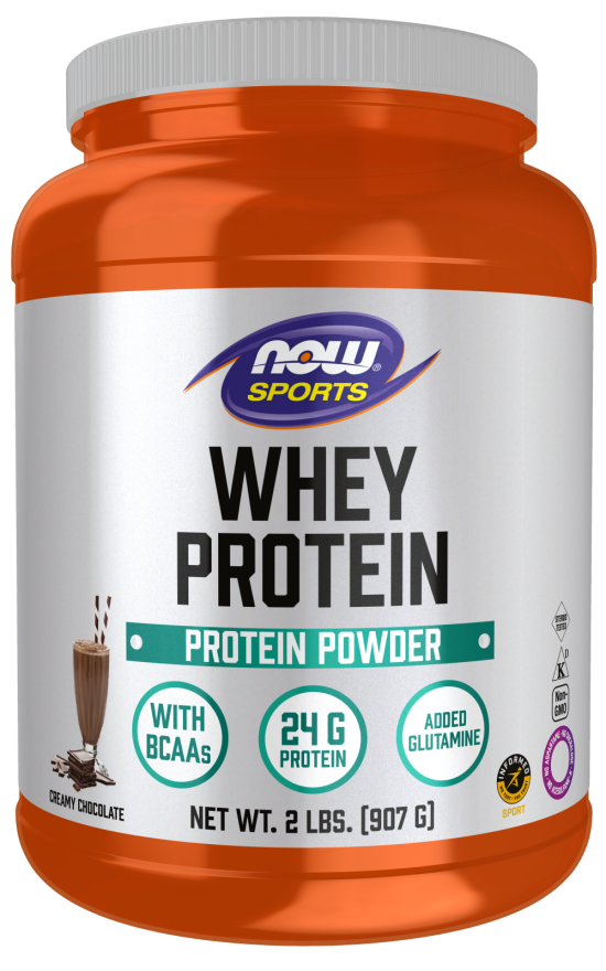 NOW Sports Nutrition, Whey Protein, 24 G With BCAAs, Creamy Chocolate Powder, 2-Pound