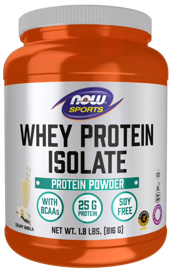 NOW Sports Nutrition, Whey Protein Isolate, 25 G With BCAAs, Creamy Vanilla Powder, 1.8-Pound