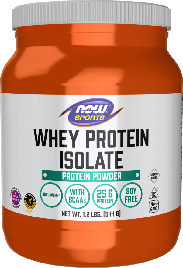 NOW Sports Nutrition, Whey Protein Isolate, 25 g With BCAAs, Unflavored Powder, 1.2-Pound