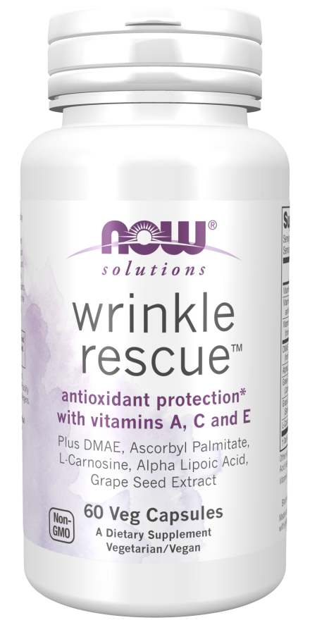 NOW Solutions, Wrinkle Rescue™ Capsules, Targeted Blend with Vitamins A, C and E, 60 Capsules