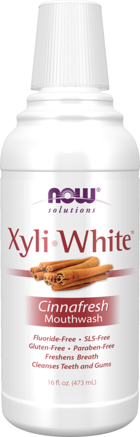 NOW Solutions, Xyliwhite™ Mouthwash, Cinnafresh Flavor, Naturally Freshens Breath, Cleanses Teeth and Gums, 16-Ounce