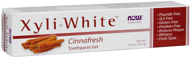 NOW Solutions, Xyliwhite™ Toothpaste Gel, Cinnafresh, Cleanses and Whitens, Clean and Fresh Cinnamon Taste, 6.4-Ounce