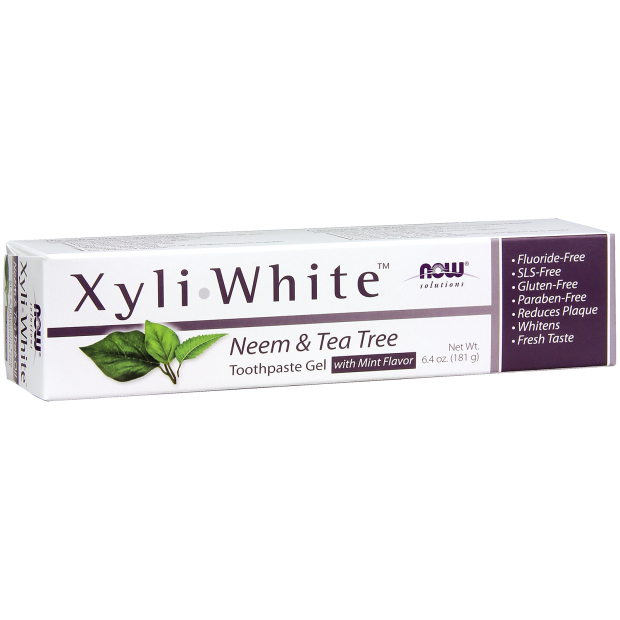 NOW Solutions, Xyliwhite™ Toothpaste Gel, Neem and Tea Tree, Cleanses and Whitens, Clean and Fresh Taste, 6.4-Ounce