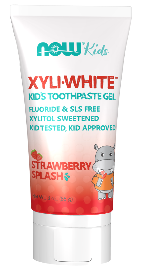 NOW Solutions, Xyliwhite™ Toothpaste Gel for Kids, Strawberry Splash Flavor, Kid Approved! 3-Ounce, (Packaging May Vary)