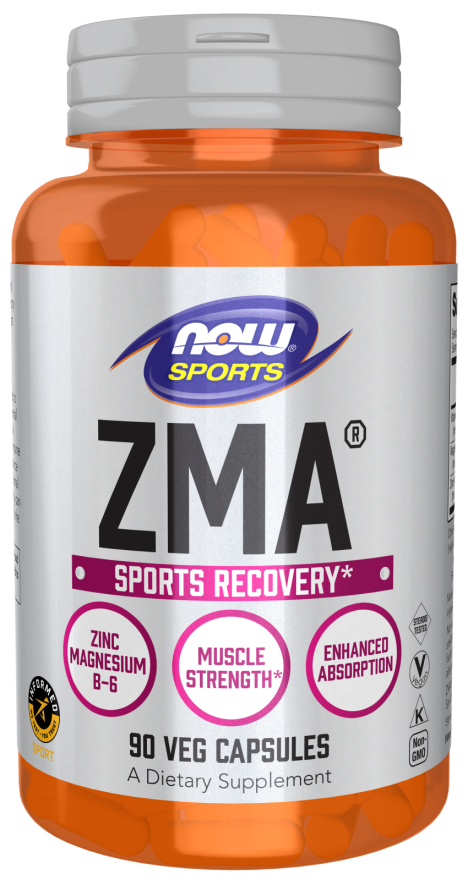 NOW Sports Nutrition, ZMA (Zinc, Magnesium and Vitamin B-6), Enhanced Absorption, Sports Recovery*, 90 Capsules