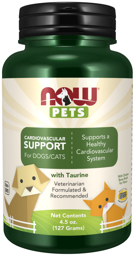 NOW Pet Health, Cardiovascular Support Supplement, Formulated for Cats & Dogs, NASC Certified, Powder, 4.5-Ounce