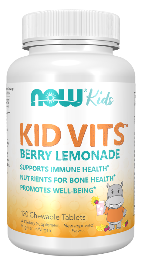 NOW Supplements, Kid Vits Berry Blast, Sweetened with Xylitol, 120 Round Shaped Chewables, (Packaging May Vary)