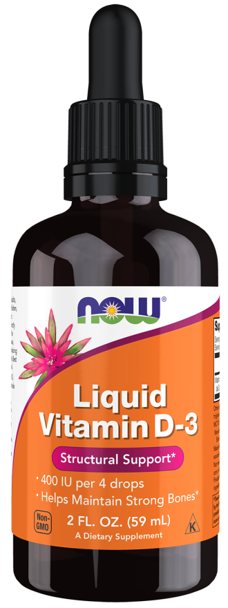 NOW Supplements, Liquid Vitamin D-3, Strong Bones*, Structural Support*, 2-Ounce