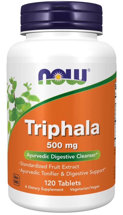 NOW Supplements, Triphala 500 mg, Combination of Harada, Amla and Behada, 120 Tablets