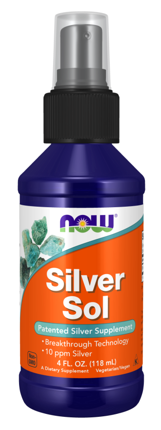 NOW Supplements, Silver Sol 10 PPM with Elemental Silver and Deionized Water, Liquid, 4-Ounce