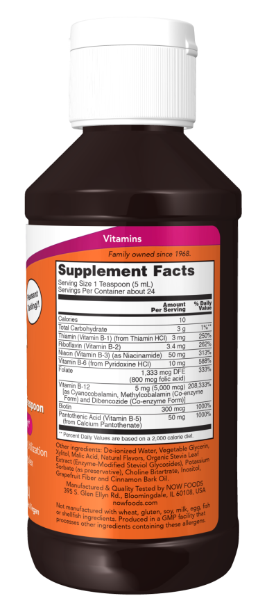 NOW Supplements, Ultra B-12, Liquid, 800 mcg Folic Acid, Cellular Energy Production*, 4-Ounce