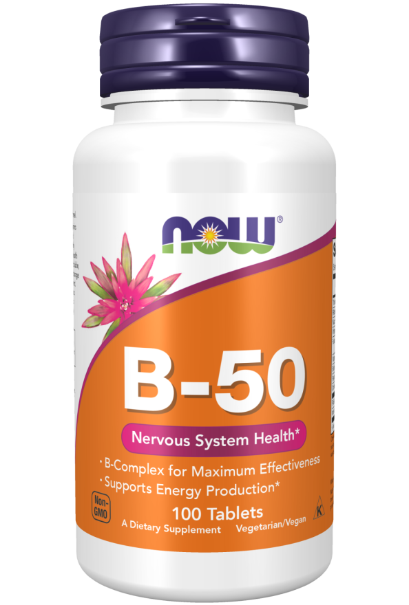 NOW Supplements, Vitamin B-50 mg, Energy Production*, Nervous System Health*, 100 Tablets