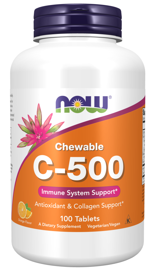 NOW Supplements, Vitamin C-500, Antioxidant Protection*, Orange Juice Flavor, 100 Chewable Lozenges