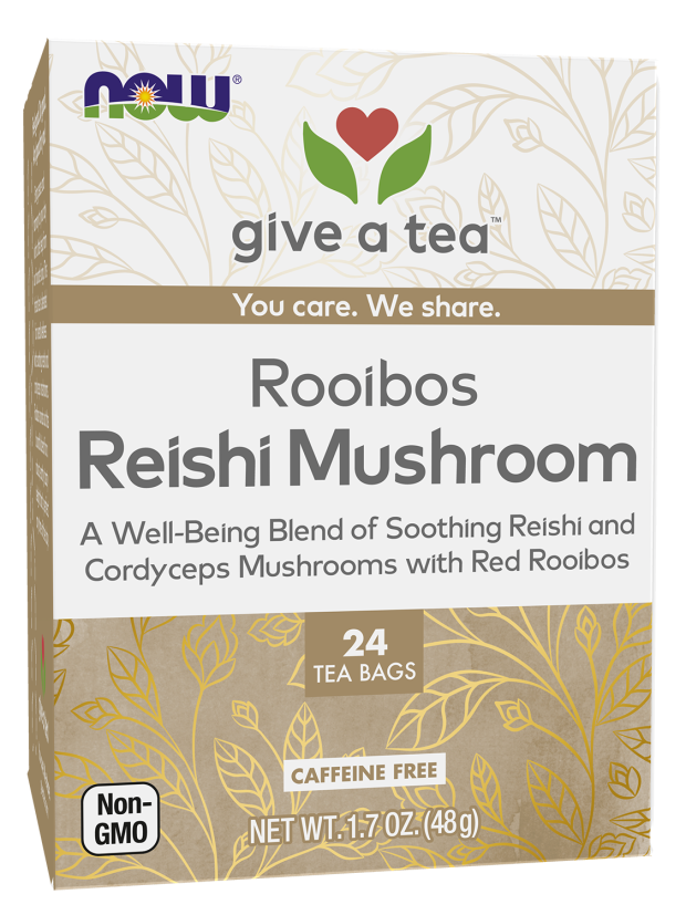 NOW Foods Give a Tea™ Rooibos Reishi Mushroom, 24 Tea Bags